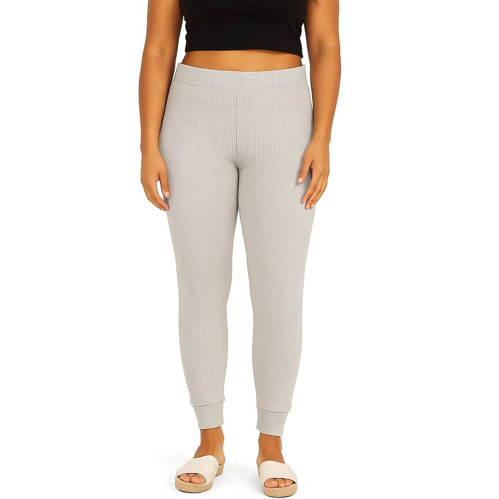 DYI Women's Waffle Jogger Pants Heather Light Grey Size Large